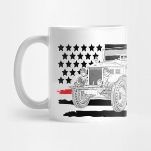 Vintage Fire Truck with Firefighter Flag Mug